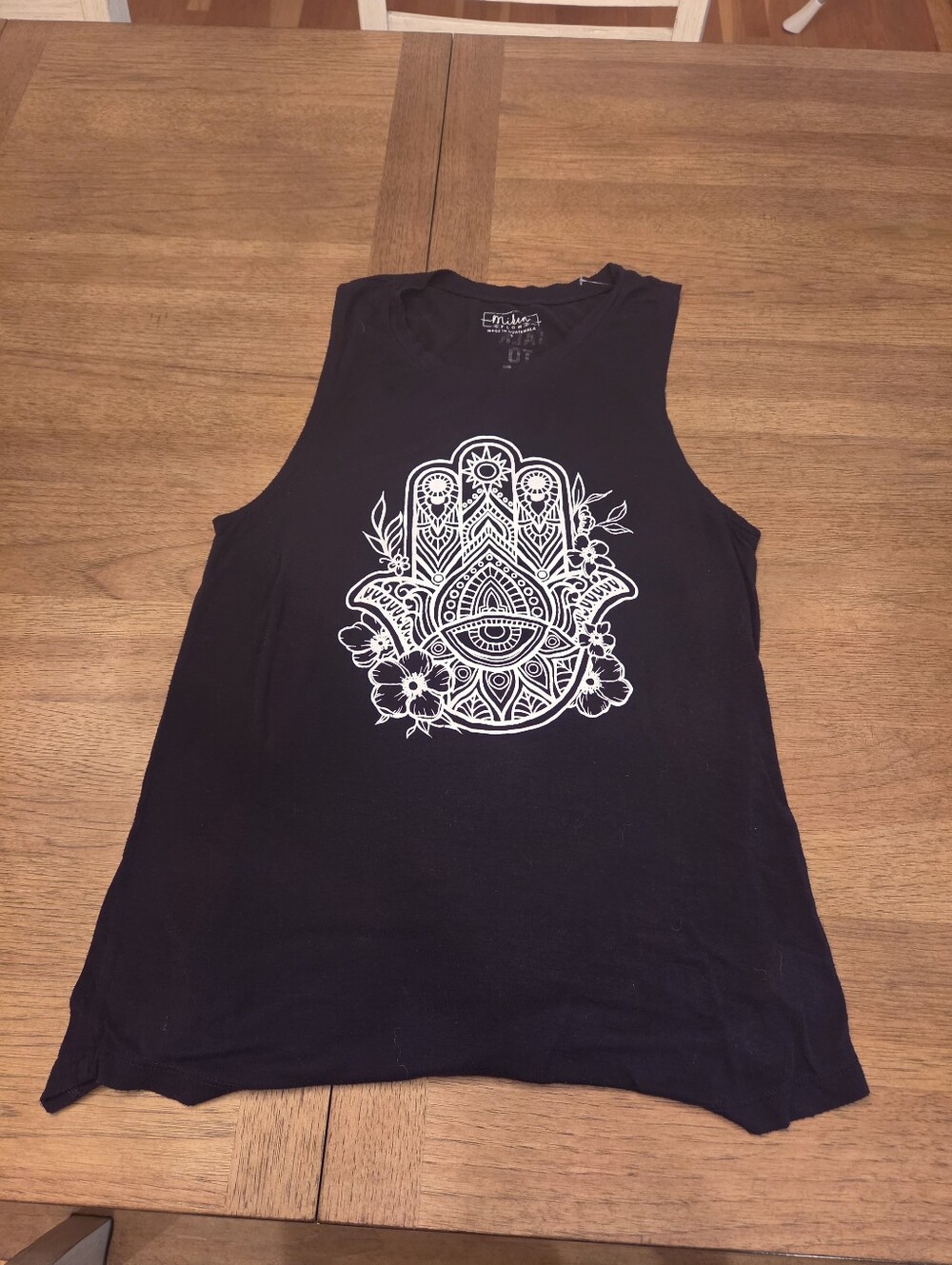 Emilia by L.A. Soul Black Hamsa Hand Graphic Yoga Tank Top Size Small